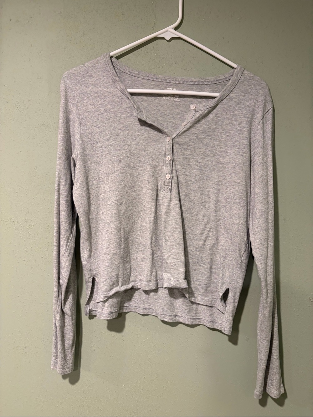 aerie Heather Light Gray Long-Sleeve Henley
